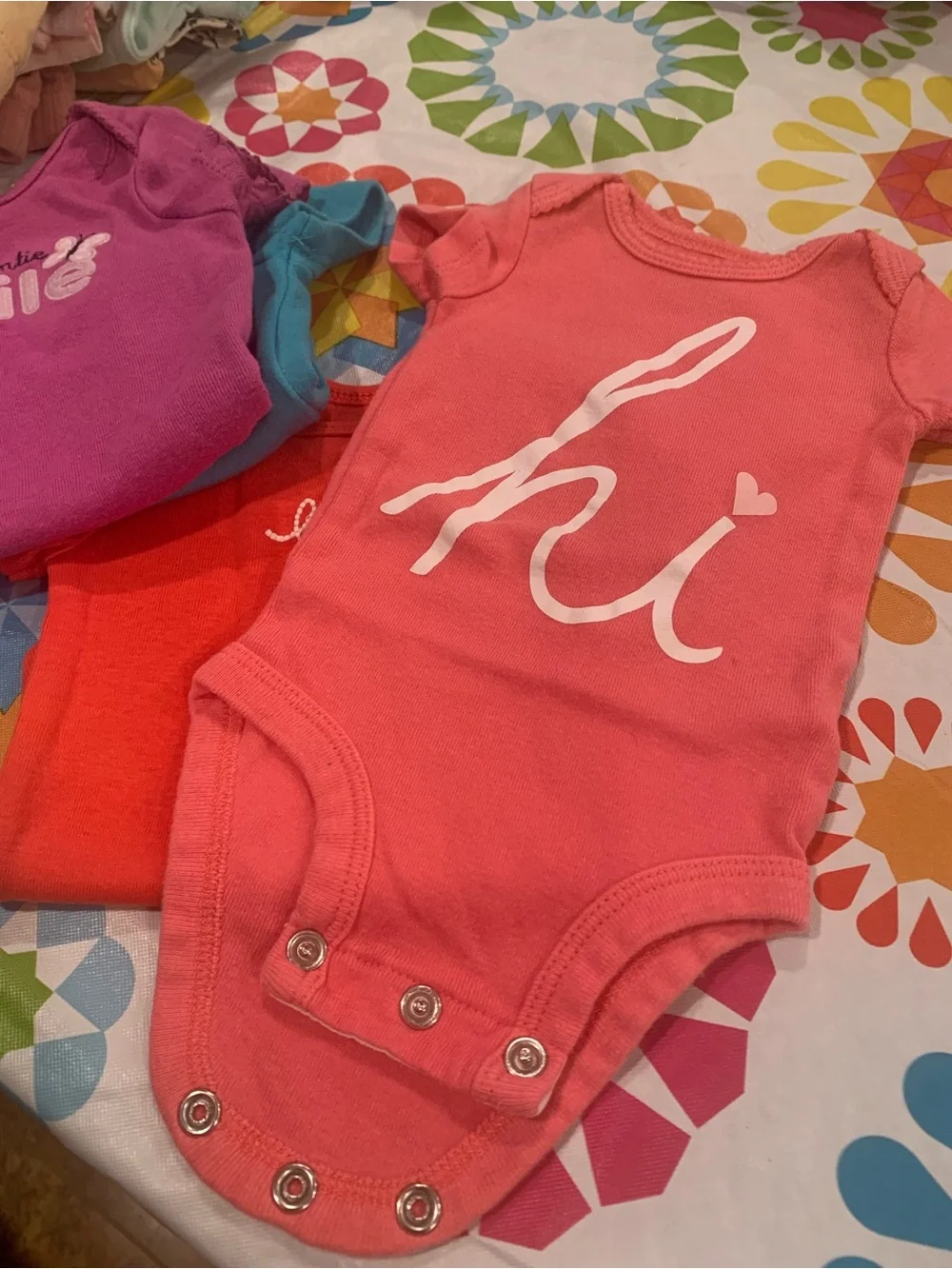 Baby Girls Short Sleeve Graphic Onesies